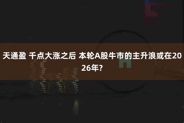 天通盈 千点大涨之后 本轮A股牛市的主升浪或在2026年?