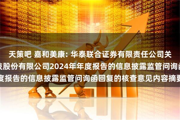 天策吧 嘉和美康: 华泰联合证券有限责任公司关于嘉和美康（北京）科技股份有限公司2024年年度报告的信息披露监管问询函回复的核查意见内容摘要