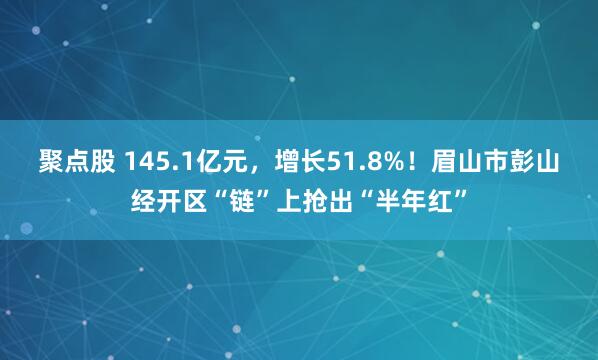 聚点股 145.1亿元，增长51.8%！眉山市彭山经开区“链”上抢出“半年红”
